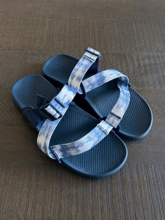 Chaco Lowdown Slide Sandals Mens 9 Blue Gray Tie Dye Outdoor Comfort